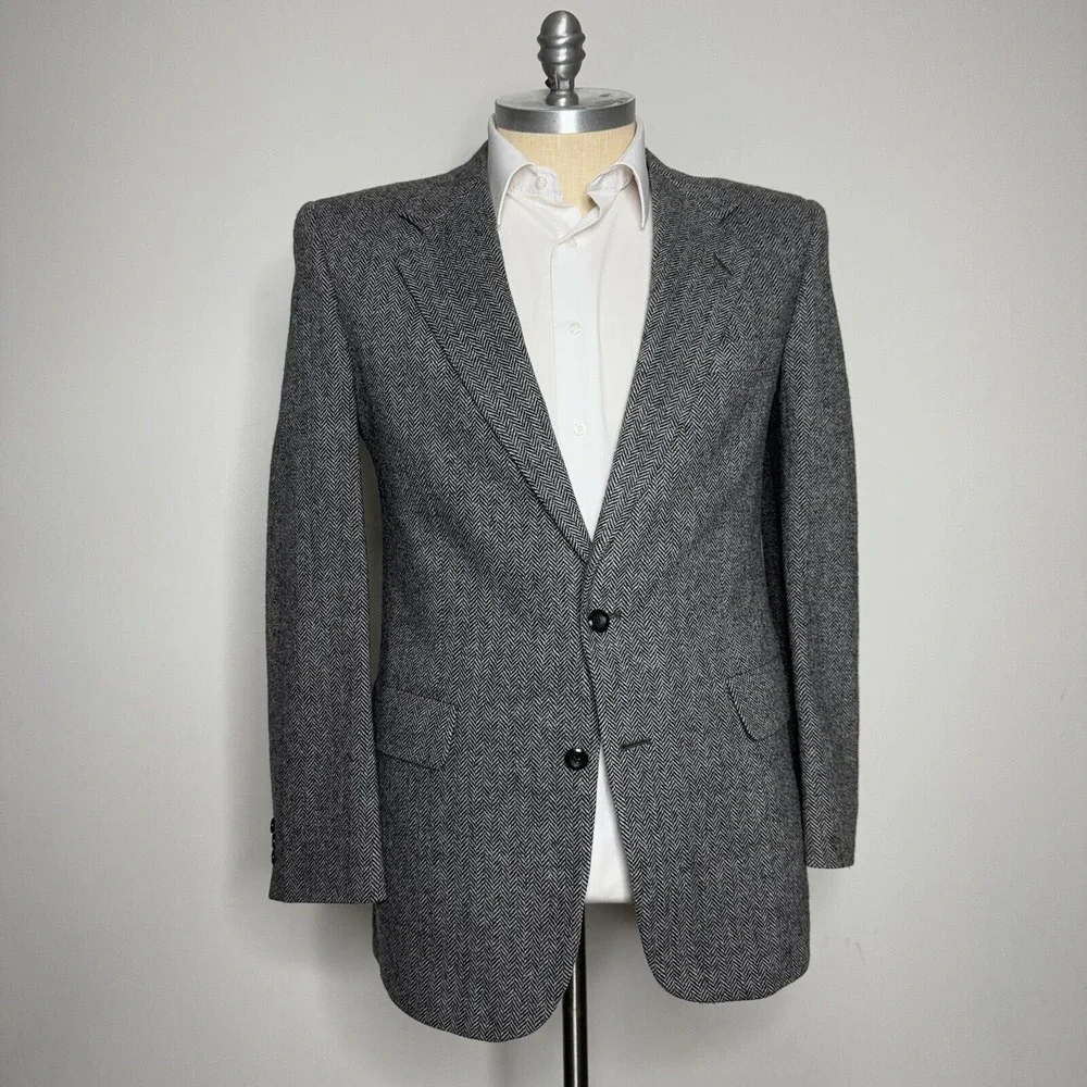 Kuppenheimer Blazer‎ Sport Coat 42L Mens Gray Herringbone Tweed